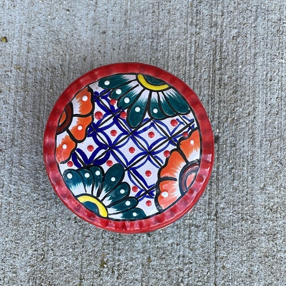 Mexican Pottery Colorful Bowl Trinket Dish Talavera Clay - Picture 2 of 4
